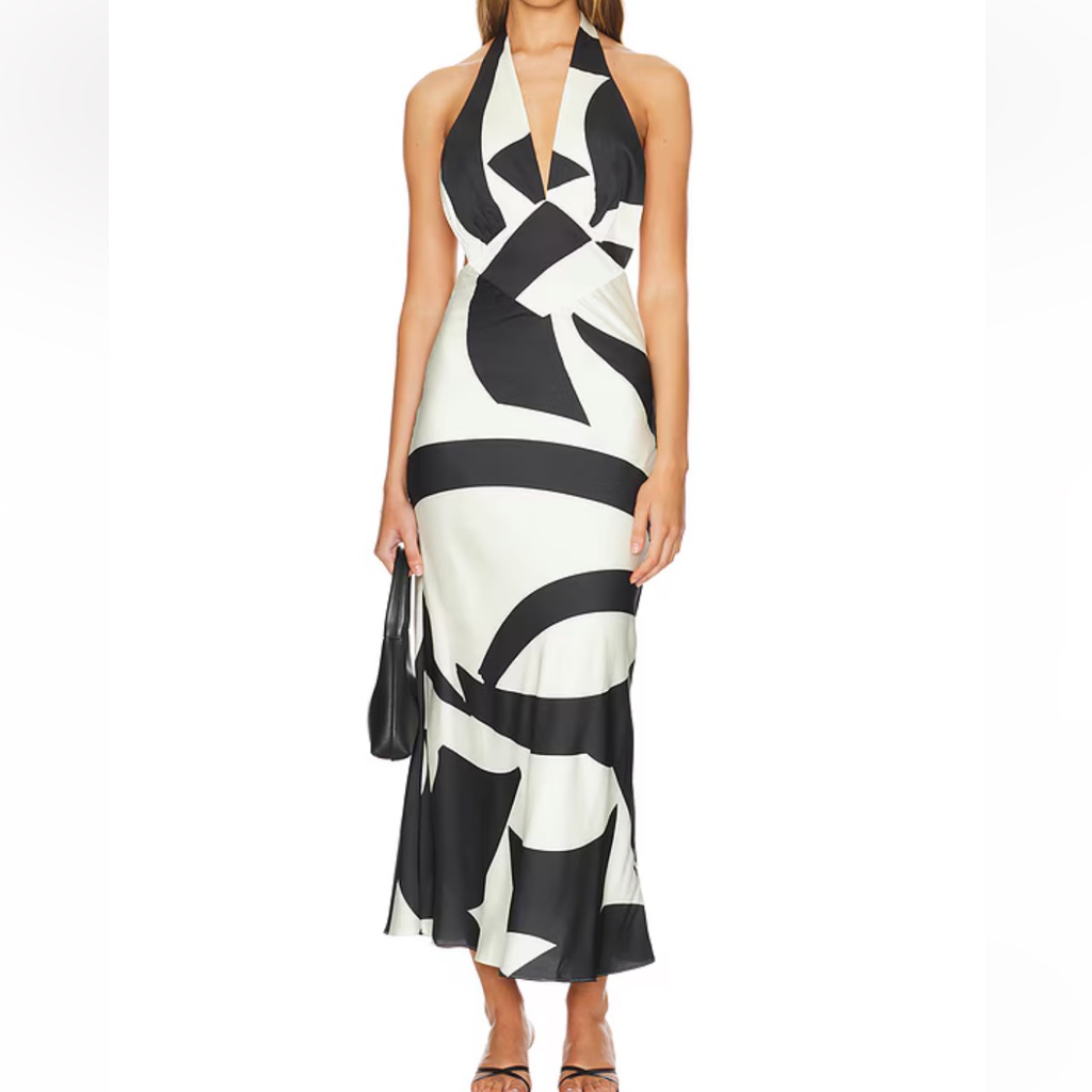 Nwt Anthropologie Bardot Citron Midi Dress In Black & Ivory Size 4 And 6